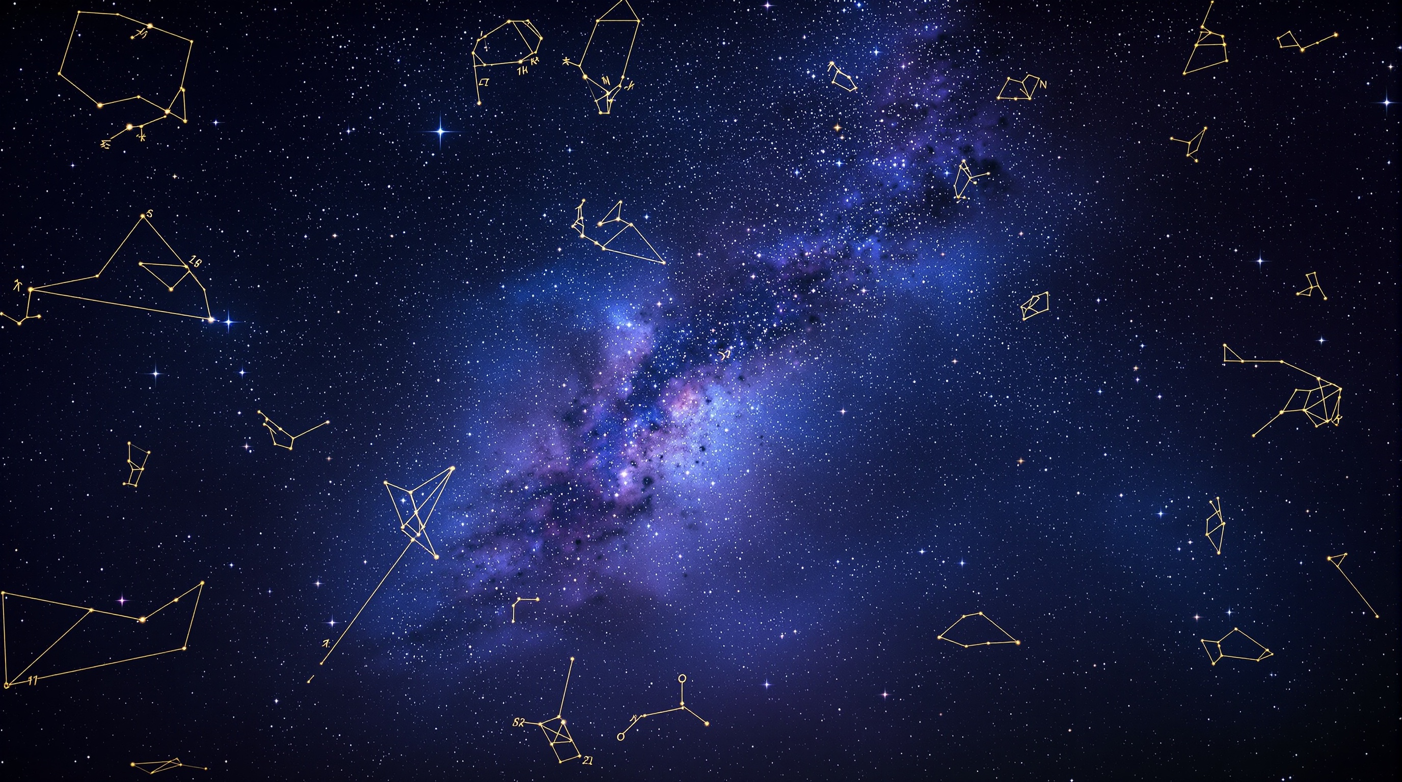 Beautiful night sky with zodiac constellations and cosmic energy